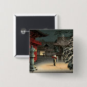 土屋興一 – 根津神社の雪 缶バッジ (正面&裏面)