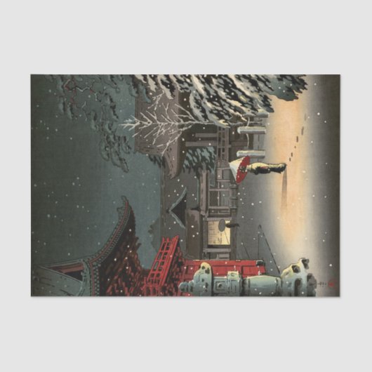 土屋興一 – 根津神社の雪 薄葉紙 (正面)