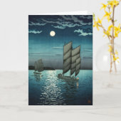 土屋興一 – 船で品川、夜 カード (黄色い花)