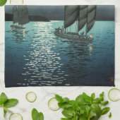 土屋興一 – 船で品川、夜 キッチンタオル (折り畳み)