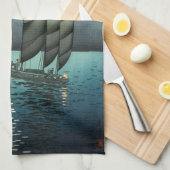 土屋興一 – 船で品川、夜 キッチンタオル (四つ折り)