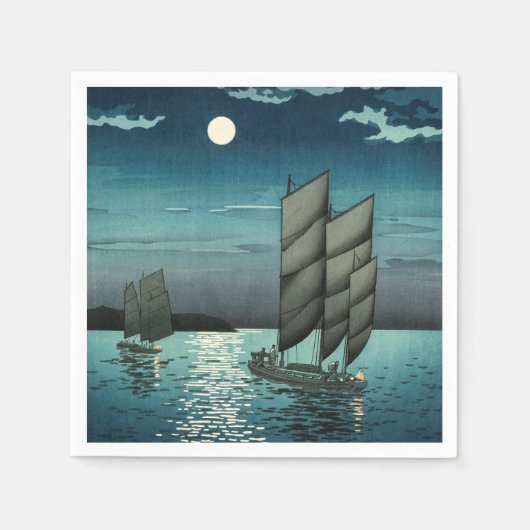土屋興一 – 船で品川、夜 スタンダードカクテルナプキン (正面)