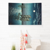 土屋興一 – 船で品川、夜 横断幕 (インサイチュ)