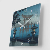 土屋興一 – 雨の中の宮島 スクエア壁時計 (傾斜)
