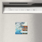 土屋興津雪宮島の冬の風景画 マグネット (インサイチュ (食洗機))