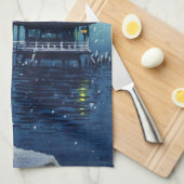 土屋興津 – 片田の浮御堂の雪 キッチンタオル (四つ折り)