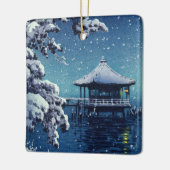 土屋興津 – 片田の浮御堂の雪 セラミックオーナメント (左)