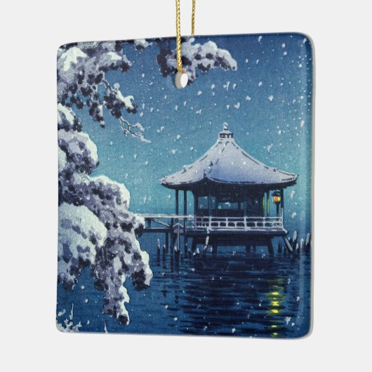土屋興津 – 片田の浮御堂の雪 セラミックオーナメント (左)