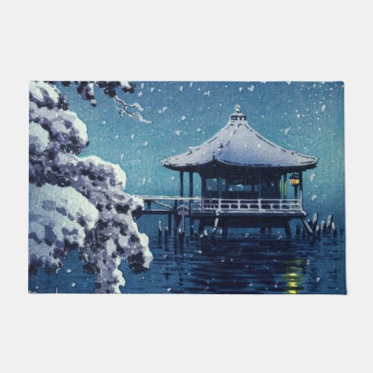 土屋興津 – 片田の浮御堂の雪 ドアマット (正面)