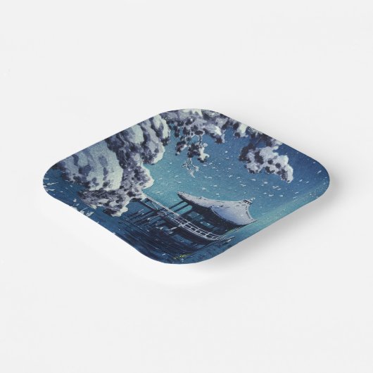 土屋興津 – 片田の浮御堂の雪 ペーパープレート (傾斜あり)