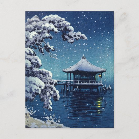 土屋興津 – 片田の浮御堂の雪 ポストカード (正面)