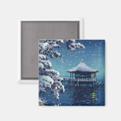 土屋興津 – 片田の浮御堂の雪 マグネット (正面/裏面)
