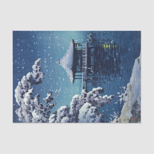 土屋興津 – 片田の浮御堂の雪 薄葉紙 (正面)