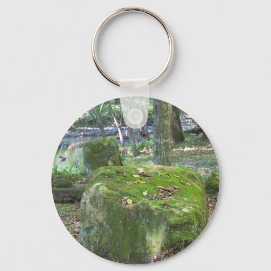 土手の苔むした岩 キーホルダー (正面)