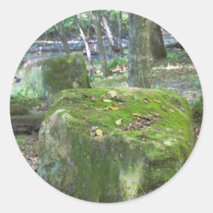 土手の苔むした岩 ラウンドシール