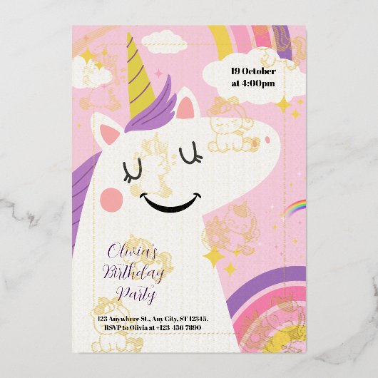 土日パーティー 箔招待状 (正面)