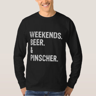 土日ビールと(犬)ドーベルマン・ピンシェル カッコいい Tシャツ