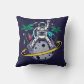 土星おもしろいに座る宇宙飛行士 クッション (裏面)