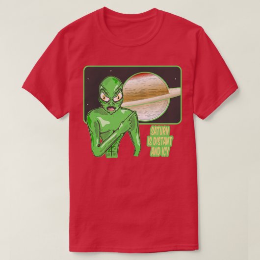 土星おもしろい惑星レビュー Tシャツ (デザイン正面)