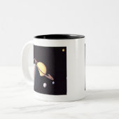 土星および月 ツートーンマグカップ (正面左)