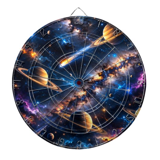 土星と星雲の高級ダーツボード ダーツボード (正面)