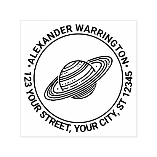 土星と環#4 名前 返送先住所 セルフインキングスタンプ (デザイン)