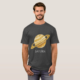 土星の惑星の水の色メンズT Tシャツ