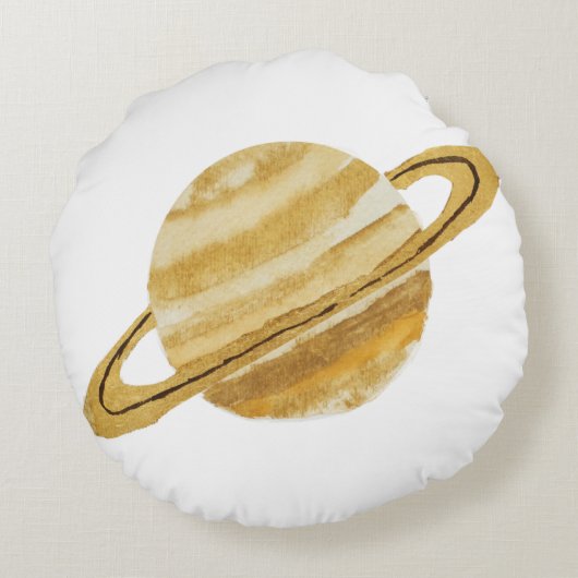 土星の惑星の水彩画の円形の枕 ラウンドクッション (裏面)