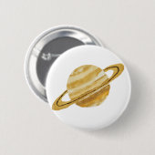 土星の惑星の水彩画の円形ボタン 缶バッジ (正面&裏面)