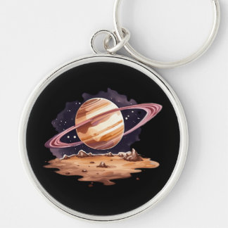 土星の惑星の水絵画色の キーホルダー