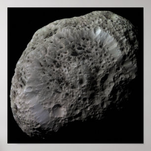 土星の月の偽の色のHyperion ポスター