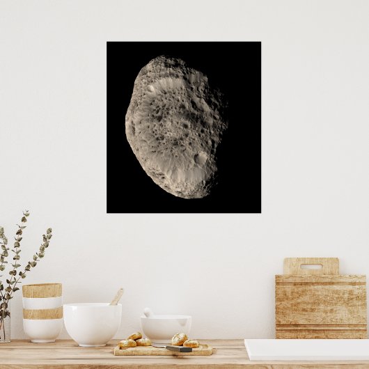 土星の月の真の色モザイクHyperion ポスター (キッチン)