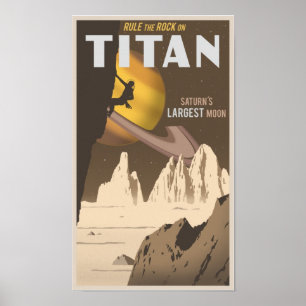 土星の月、タイタンのロック登山 ポスター