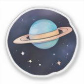 土星の水色の輝き シール (正面)