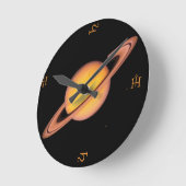 土星の深い宇宙 ラウンド壁時計 (傾斜)