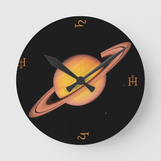 土星の深い宇宙 ラウンド壁時計 (正面)