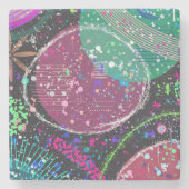 土星の輪：マキシマリスト抽象芸術 ストーンコースター (正面)
