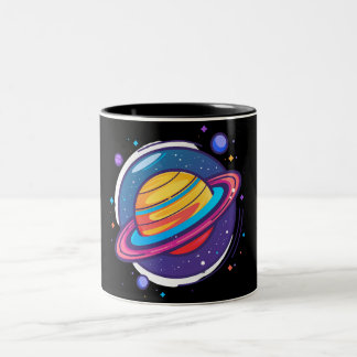 土星プラネットコーヒーマグ – 宇宙デザインが広がるスペースギフト ツートーンマグカップ