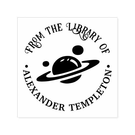 土星リングや輪付きMoons Library Book Name セルフインキングスタンプ (デザイン)