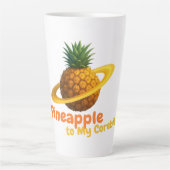 土星リングや輪軌道付き宇宙パイナップル カフェラテマグ (正面)