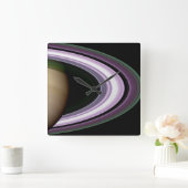 土星リングや輪 スクエア壁時計 (ホーム)