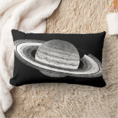 土星レトロインスパイアモノクロ惑星宇宙 ランバークッション (ブランケット)