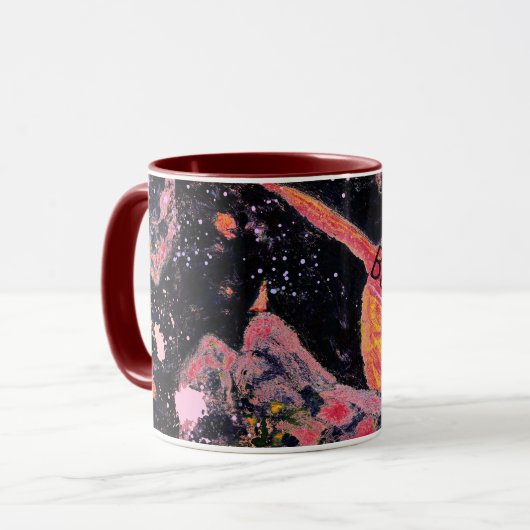 土星上昇宇宙ヴィンテージロシアの赤 マグカップ (正面左)