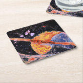 土星上昇宇宙ヴィンテージ ロシアの スクエアペーパーコースター (アングル)