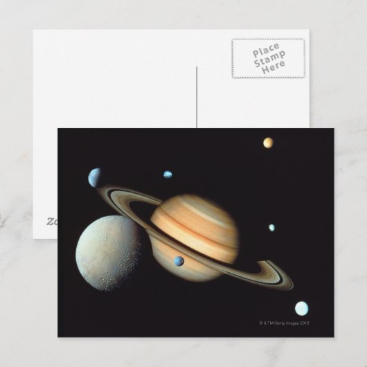 土星及び人工衛星 ポストカード (正面/裏面)
