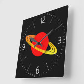 土星 スクエア壁時計 (傾斜)