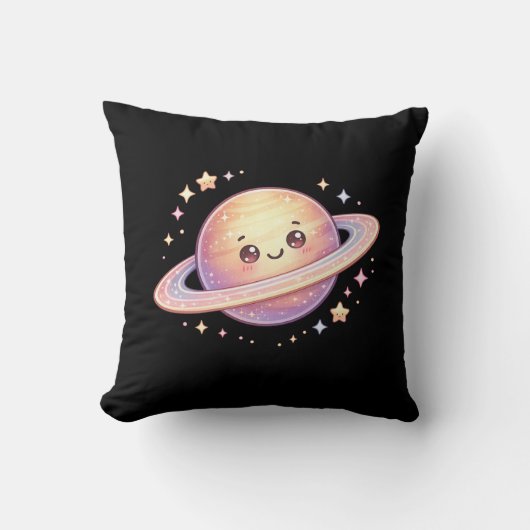 土星 惑星 スペース かわいい クッション 枕 (正面)