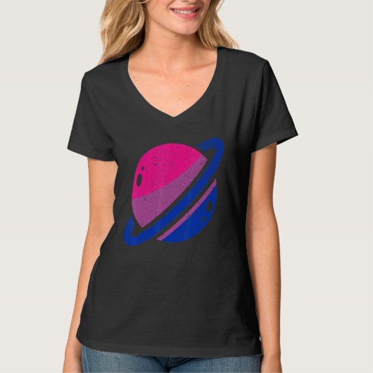 土星BiプライドLgbtバイセクシャリティ旗平等Bis Tシャツ (正面)
