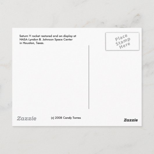 土星Vロケットエンジンのはがき ポストカード (裏面)