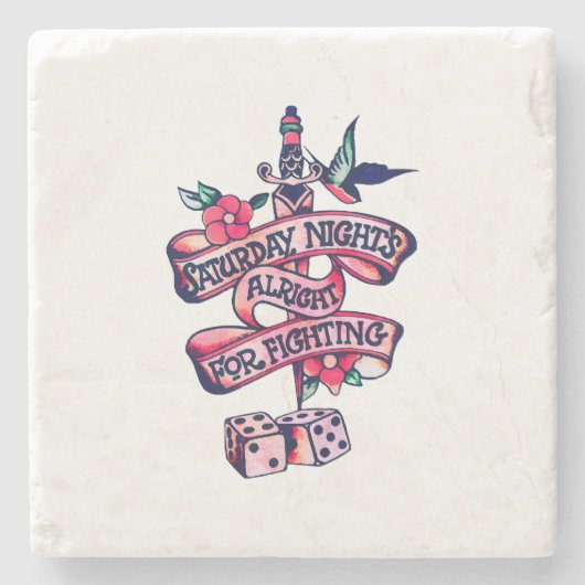 土曜の夜は戦っても大丈夫 ストーンコースター (正面)